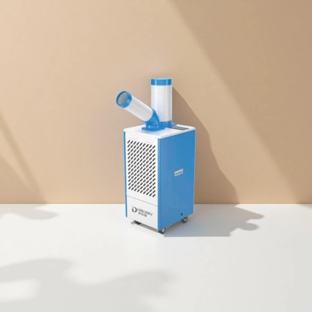 The blue and white mobile air conditioner is a household silent and energy-saving air cooler that can be used for both heating and cooling The blue and white mobile air conditioner is a household silent and energy-saving air cooler that can be used for both heating and cooling